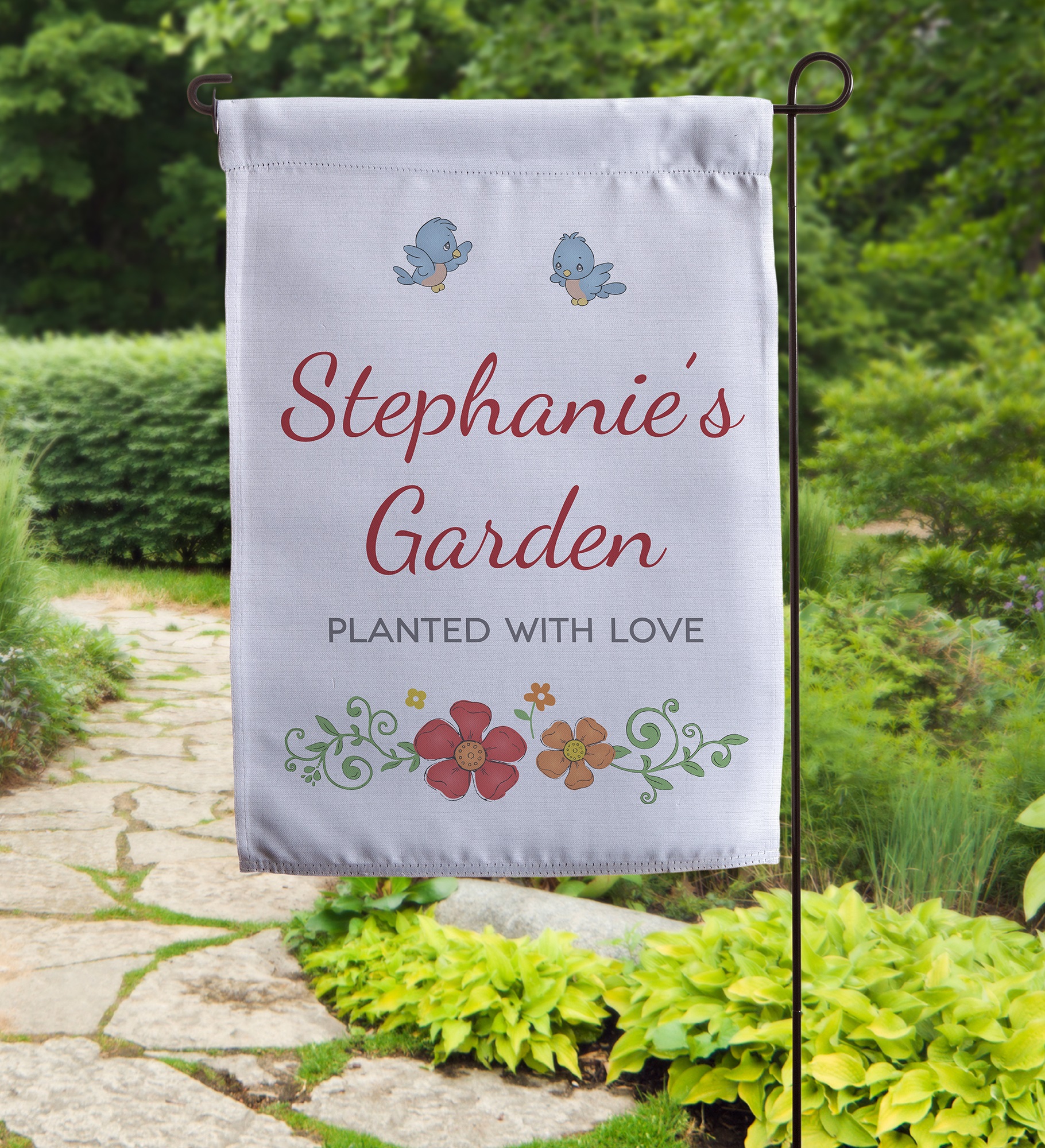 Precious Moments® Floral Personalized Garden Flag